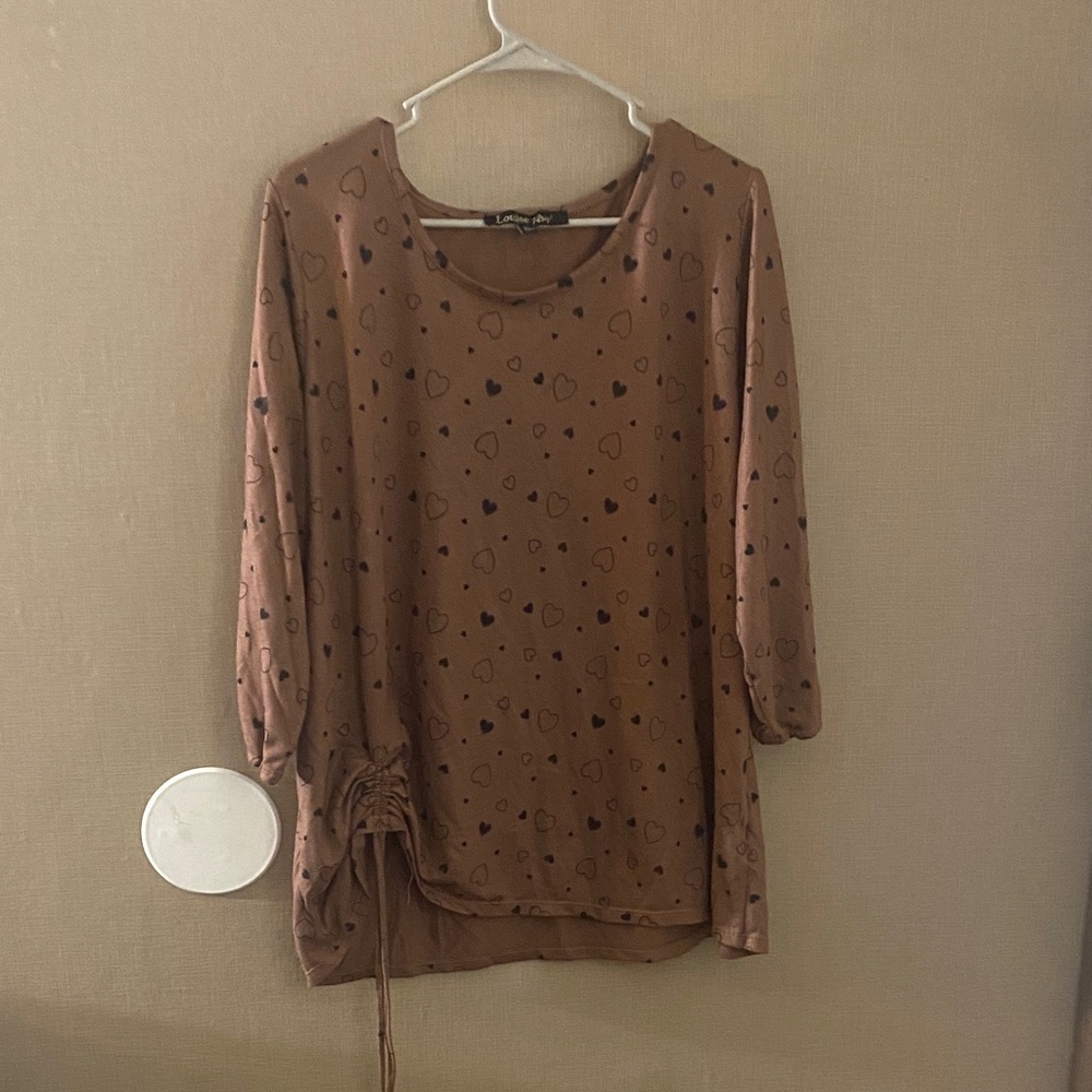 Women's Brown Heart Print Tunic